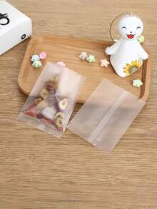 100个/套 烘焙密封袋 磨砂透明饼干袋 糖果包装礼品包装用品 带扎带 - 無色 - 查看 5