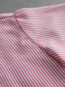 PAVTROS Bộ áo sơ mi và quần sọc hồng dành cho nam, 2 trong 1 - Hồng - Xem 4