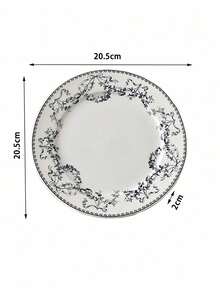 American Retro Fresh Blue Antique Ceramic Dessert Round Household Steak Dinner Plate Rose Delicate Breakfast Plate Christmas Gift - White - View 11