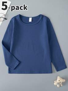 5件/套 男童长袖纯棉T恤，舒适亲肤，秋冬季 - 彩色 - 查看 6