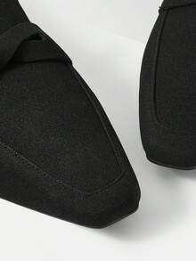Mnmlis Zapatos de mujer tipo mula con estilo retro británico, nuevos de primavera/verano, zapatos planos casuales y versátiles tipo slip-on de color negro para uso al aire libre - Negro - Ver 5
