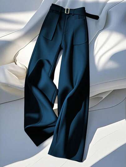 GlowEve Elegant Women's Wide Leg Pants With Pocket Decoration And Waist Cinching