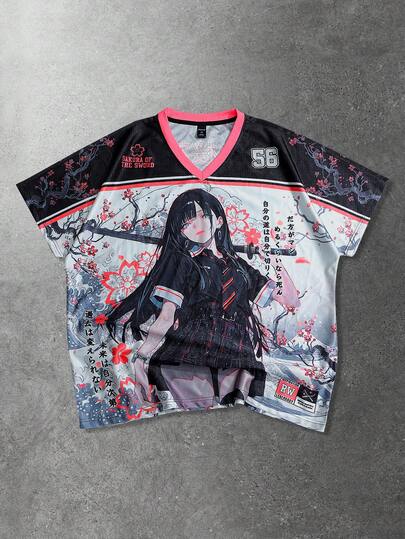 Anime Men's Anime Print Short Sleeve T-Shirt, Suitable For Spring/Summer