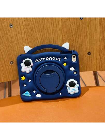 1 Peça Capa Protetora de Silicone Macia com Padrão Adorável de Astronauta para Alívio de Estresse, Cobertura Total, com Suporte Giratório de 360 Graus, Compatível com iPad/Honor