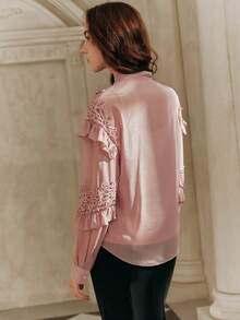 Anewsta Savoree 女士粉色纽扣衬衫，商务休闲衬衫，教师制服，办公服装，秋季 - 粉色 - 查看 3