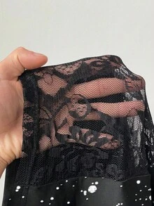 NU&NOW Quần short liền thân ren vá gợi cảm thời trang cỡ lớn - màu đen - Xem 8