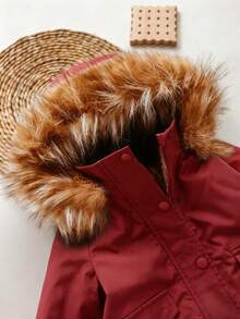 Emery Rose Kids Emery Rose Kids 女婴可爱黑色保暖连帽外套，秋冬季百搭 - 紅色 - 查看 6