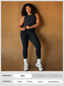 GLOWMODE Pima Cotton Reflective Slit Tank Top Gym - Black - View 6