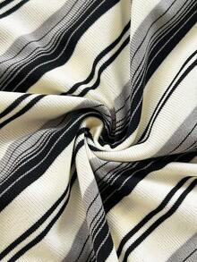 Soleia 女士春夏度假两件套：红白条纹针织不对称露肩短款上衣和超低腰紧身短裤，适合派对、圣诞节、情人节、约会、海滩、邮轮、嘉年华、复活节、中国新年等场合。 - 彩色 - 查看 8