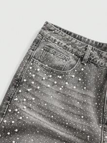 ROMWE MEN Street Life Herrshorts med pärlor och diamanter i lösvikt