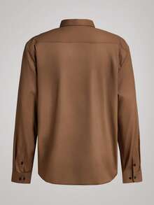 Officeau Men's Rugged Style Versatile Brown Shirt, Unlock The Charm Of A Western Cowboy, Men's Printed Long Sleeve Shirt, Fashionable And Stylish, Ignite The Street, Fall Old Money Men's Dress Shirt