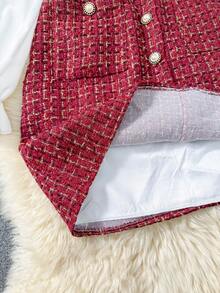 GlowEve 女士连衣裙，别致的白色衬衫搭配迷你粗花呢连衣裙，时尚休闲灵感，完美优雅，适合情人节和新年