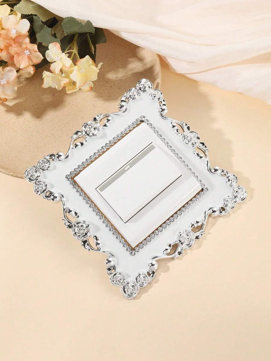 1pc Floral Decor Switch Outlet Wall Sticker, Stickers, Wall Decal, Vinyl Decal For Home Decorations, Spring Decoration Items Refresh Your Home, Festival Decoration Stickers Gifts Birthday Graduation - White - View 1