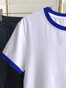 Resyla Women's Casual Butterfly Pattern Color Block Round Neck T-Shirt - White - View 4