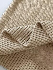 Manfinity Homme Men's Solid Color Turtleneck Long Sleeve Casual Cable Knit Sweater - Apricot - View 6