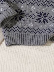 Young Boys Warm Jacquard Knit Pullover Sweaters, Elegant Gentleman Style Suitable For Boys Outings, Gatherings, Christmas Wear