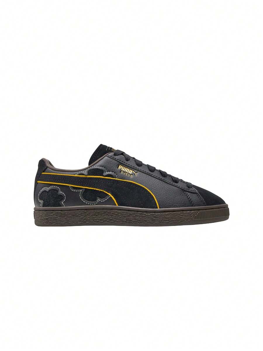 Suede X One Piece Blackbeard Women's Sneakers Black 396525 - Black Yellow Brown - View 1