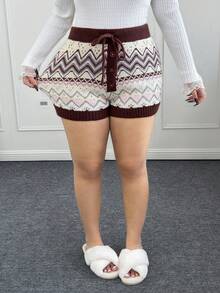 Comfortcana Plus Size Fair Isle Jacquard Knit Sweater & Pants Set - Multicolor - View 7
