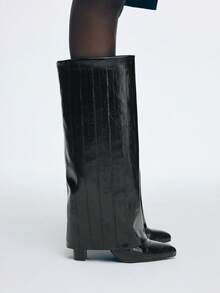 Mnmlis Bốt cao gót mũi nhọn bằng da thời trang dành cho nữ SHARK BOOTS - màu đen - Xem 5