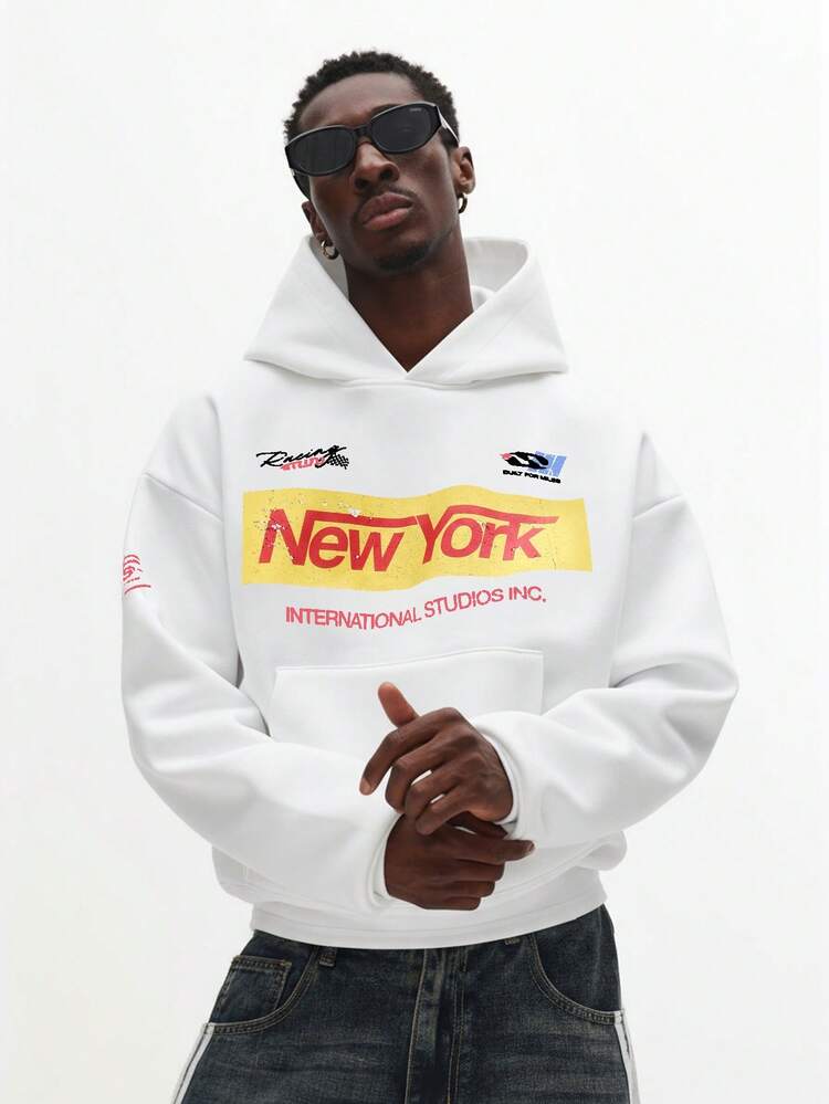 New York Graphic Print Pullover Hoodie