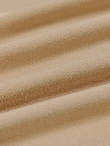 SHEIN Tall 女士时尚透视网纱拼接长袖连体衣 - 卡其色 - 查看 3