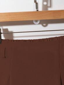 GlowEve CURVE 大码女式简约纯色休闲A字裙 - 棕色 - 查看 3