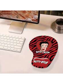 Betty Boop | ROMWE Polka Dot & Cartoon Pattern Anti-Slip, Water-Resistant, Thick Wrist Rest Mouse Pad - Red - View 4