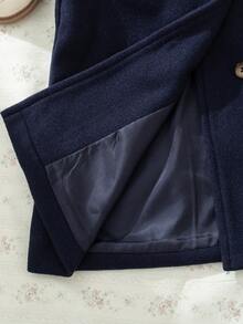 Souflis Young Boy Outfits Winter Outwear For Boy Elegant Casual Style Coat Outing, Long Sleeve Fleece Collar Thicker And Warmer Button Jacket