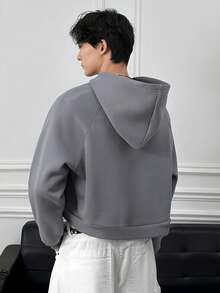 Manfinity BRENVOR Áo hoodie thường ngày tay raglan thêu chữ cho nam - Xám - Xem 4