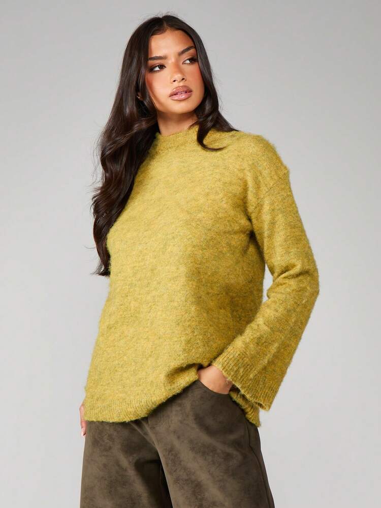 MISSGUIDED Luźny sweter z okrągłym dekoltem i długim rękawem, jesienno-zimowy, przytulny, gruby sweter