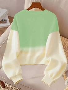 GlowEve 女士渐变色圆领宽松长袖卫衣 - 青檸色 - 查看 2