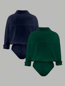 Airaco Women's 2 Pieces Black & White Bodysuit - Multicolor - View 2