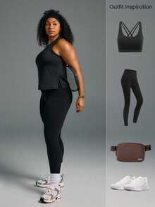 GLOWMODE Pima Cotton Reflective Slit Tank Top Gym - Black - View 7