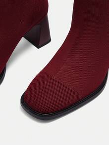 CUCCOO CURVES Women's Fashionable Elegant Commuter Thick High Heel Boots For Christmas - Red - View 7