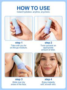 Slow Sunday Collagen Moisturizing Face Stick, Instantly Hydrates, Deeply Moisturizes, Makeup Primer, Makeup Touch-Up, Perfect For Spring And Winter Skin Care, Ideal For Holiday, Party, Travel, Outdoor Activity, For Valentine'S Day, Valentines Gift, Suitable For Spring Personal Care - Baby Blue - View 5