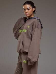 MUSERA Áo hoodie dáng rộng in họa tiết tương phản, kiểu dáng phối đồ, thích hợp mặc ngoài trời, phong cách Coolgirl ấm áp, dễ thương, dành cho mùa xuân hè và các dịp lễ. - Nhiều màu - Xem 3