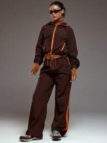 MUSERA Side Zip Detail Low Rise Toggle Elasticated Waist Trouser Coord Bottoms Only Fall Autumn Winter  Coolgirl Cosy Cute Outdoors Explorer Pants Y2k Spring