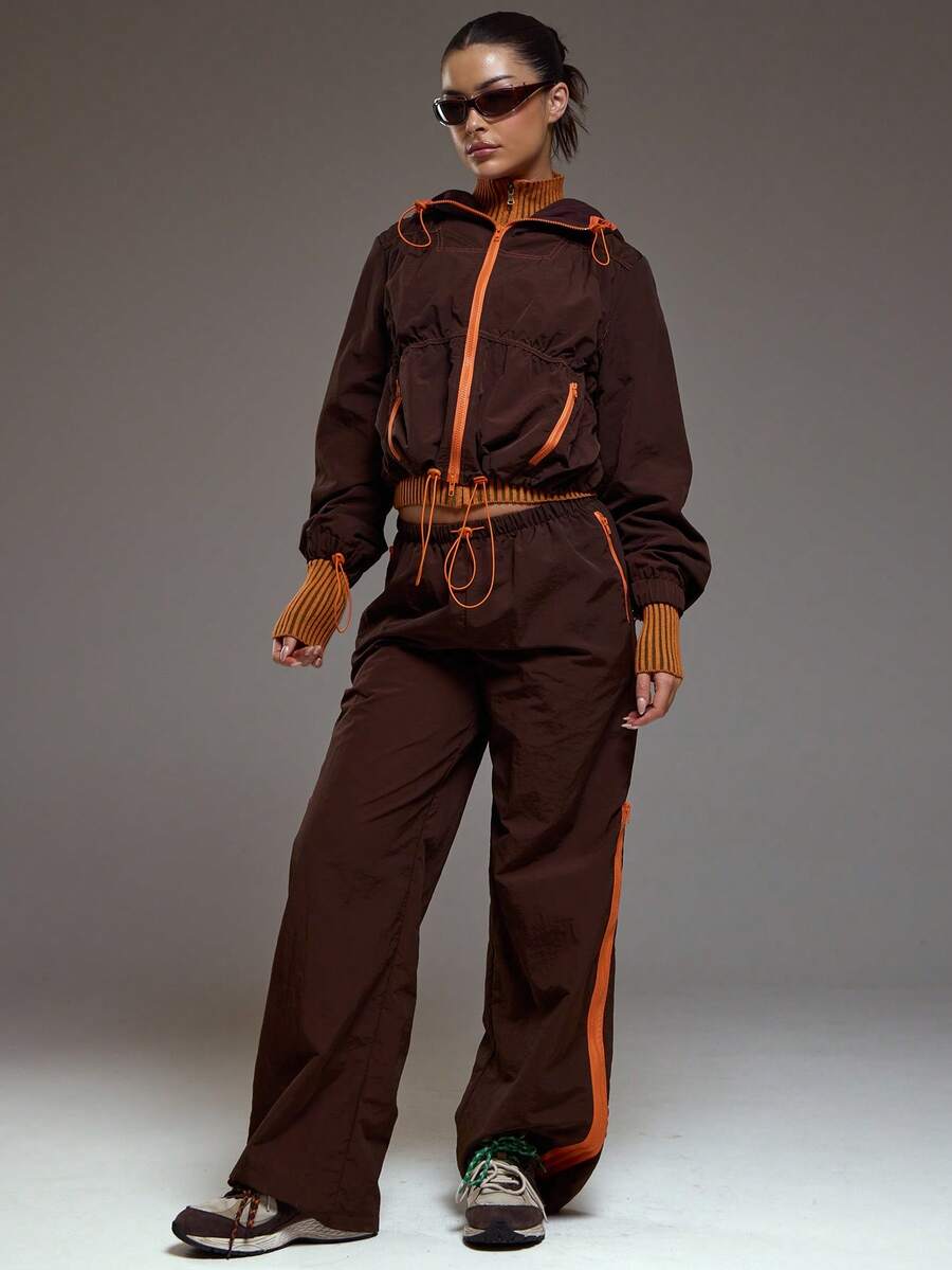 MUSERA Side Zip Detail Low Rise Toggle Elasticated Waist Trouser Coord Bottoms Only Fall Autumn Winter  Coolgirl Cosy Cute Outdoors Explorer Pants Y2k Spring