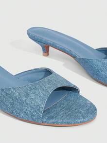 CUCCOO SZL 女士时尚百搭高跟凉鞋，夏季 - 藍色 - 查看 5