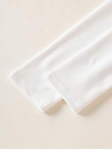 SHEIN 4件套女童白色简约抓绒长袖上衣和裤子四件套睡衣套装，秋冬季 - 白色 - 查看 7