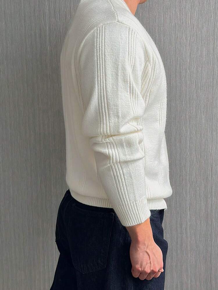 Men's Half-Zip Round Neck Knit Sweater, Autumn/Winter
