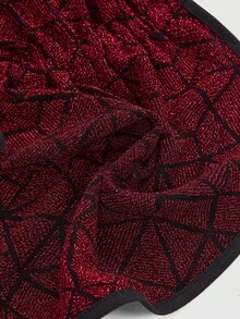 ROMWE J-Fashion 女士复古新年圣诞千禧风亮片性感吊带纹理面料摆裙 - 酒紅色 - 查看 4