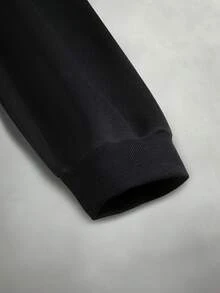 STYNVO 男士字母刺绣长袖口袋休闲连帽衫 - 黑色 - 查看 5
