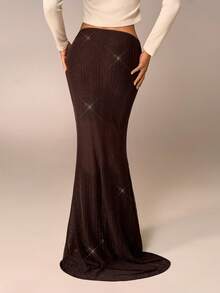 Avantive Fall/Winter/Spring/Christmas/Autumn/Back To School/Country Concert/Concert/Going Out/Birthday/Halloween Costumes/Casual/Y2k/2000s/Y2k Y2k/90S/Sexy/Western Wear Women/Boho/Country/Club/Office /Cocktail/Vintage/Rave Festival/Funny/Classy/Old Money/Streetwear/Vacation/Country Concert/Work /Modest/Spring Break/Bachelorette/Concert/Basic/Women's Party Skirt/Lady's Long Skirt/Lady's Waisted Skirt/Party Skirt/Red Brown Skirt/Shiny Skirt Mermaid Skirt Long Brown Skirt Sequin Maxi Skirt - Coffee Brown - View 2