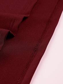 Manfinity Homme Men's Slogan Print Drawstring Hooded Casual Sweatshirt With Asymmetric Hem - Burgundy - View 6