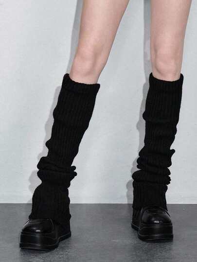 Goth 2 Paar Y2K-Stil zufällige Farbe gestrickte Beinwärmer, vielseitige Überknie-Beinwärmer, preppy Alltagskleidung