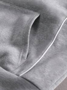 STYNVO Bộ đồ thể thao nam thời trang thường ngày phong cách đường phố, gồm áo hoodie và quần nỉ, bộ 2 món. - Xám - Xem 6