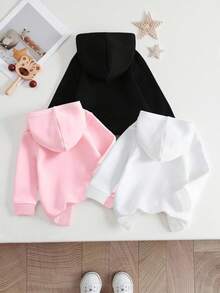 3件套 女童舒适秋冬休闲时尚创意个性清新简约可爱卡哇伊彩色爱心蒲公英图案字母印花套头卫衣 - 彩色 - 查看 2