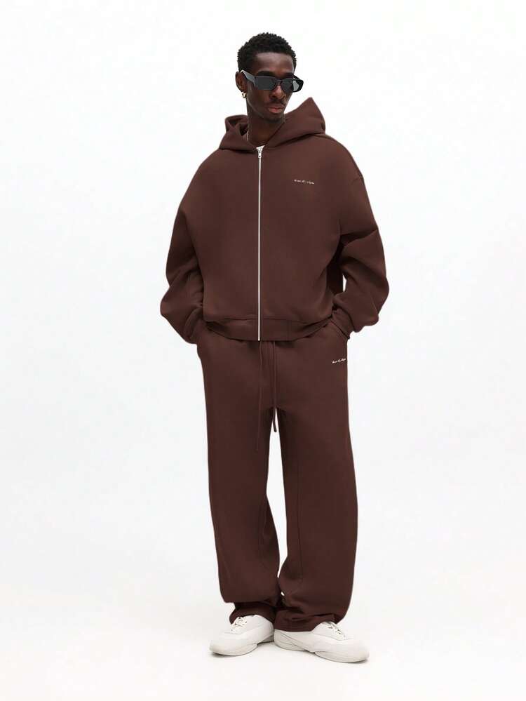 Ensemble sweat à capuche et jogging marron à fermeture éclair