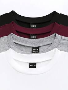 Qadelle Bộ 4 áo lót bó sát cổ tròn tay ngắn màu trơn cho nữ - Nhiều màu - Xem 4